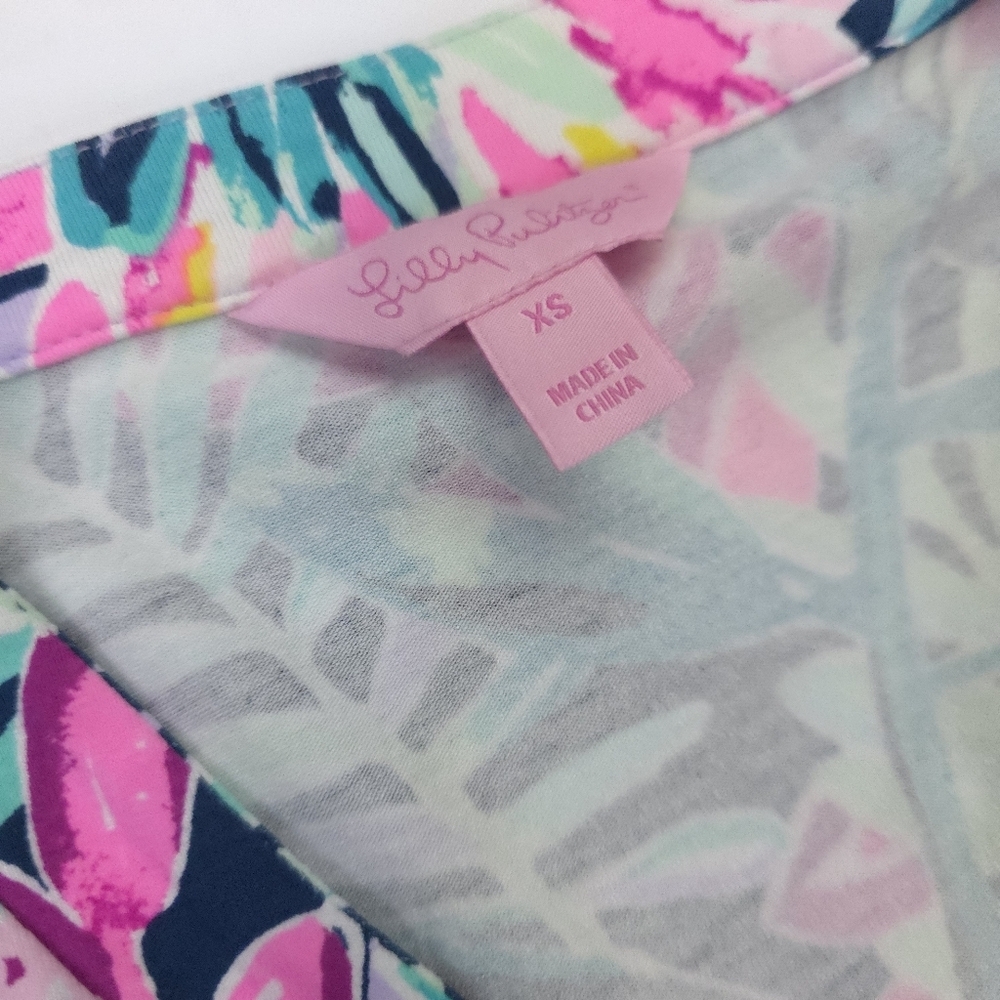 Lilly Pulitzer Blue Pink Floral Wrap Dress Sz Xs - Picture 6 of 11